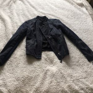 Free People Moto Suede Jacket Navy Small